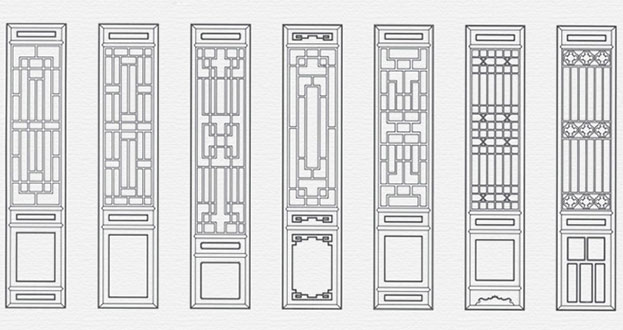 会宁常用中式仿古花窗图案隔断设计图